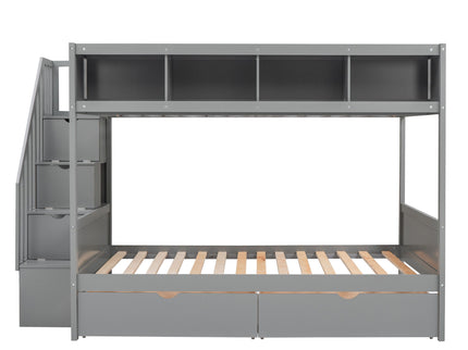 Bunk Bed With Shelfs, Storage Staircase And 2 Drawers