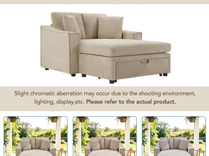 Modern Chaise Sofa With Hidden Storage For Living Room