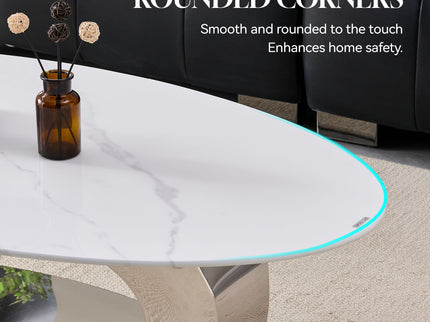 Oval Coffee Table With Geometric Precision