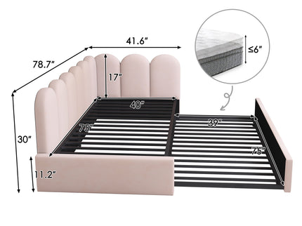 Upholstered Daybed With Metal Slatted Base