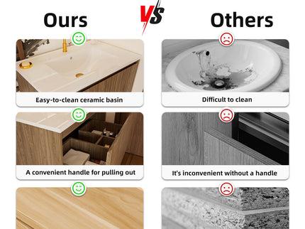 Wall Mounted Floating Bathroom Vanity With Sink And Drawers