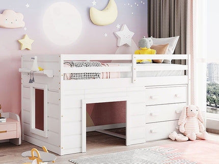 Loft Bed With Cabinet And Shelf