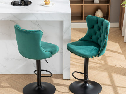 Swivel Barstools Adjusatble Seat Height, Modern Upholstered Bar Stools With Backs Comfortable Tufted For Home Pub And Kitchen Island (Set of 2)