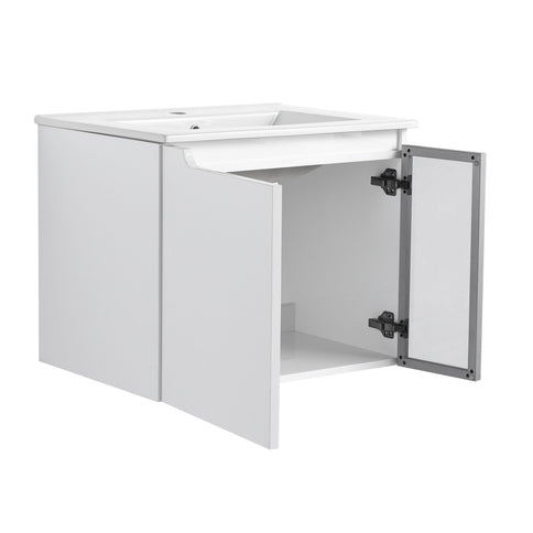 Wall Mounted Bathroom Vanity With Sink, 2 Soft Close Doors, Cabinet & Half Door