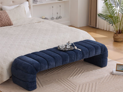 Modern Upholstered Armless Bed Bench With Channel Tufted Design