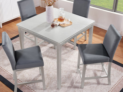 5 Pieces Counter Height Table Set, Kitchen Table With Square Table And 4 Upholstered Chairs