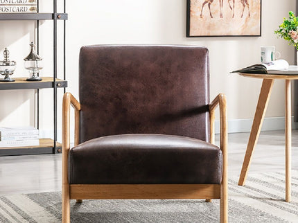 Open Framed Armchair With Cushioning Brown - Dark Brown