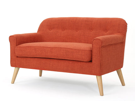 Classic Loveseat With Rolled Armrests And Button Tufting