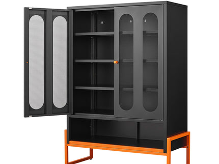 Modern Metal Shoe Cabinet With DoublebSided Doors And Adjustable Partitions