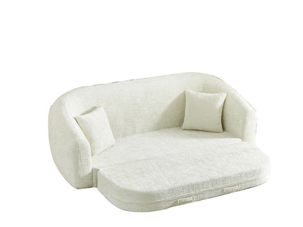 Curved Convertible Sofa, 2 In 1 Fold Out Bed With Pull Out Base And Deep Seat