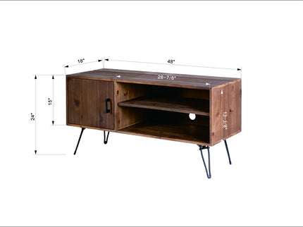 Simple, Modern, Vintage Reclaimed Wood TV Stand Media Table For Living Room - Natural