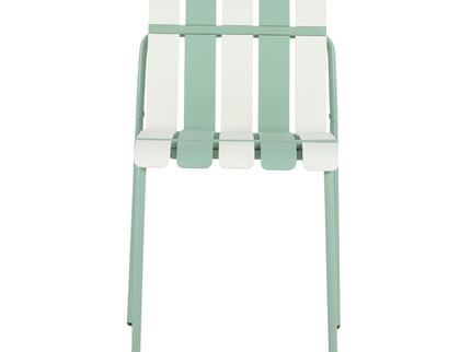 Single Chairs With Color Blocking Design (Set of 4) - Haze Green / White