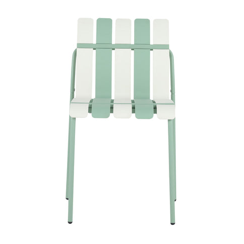 Single Chairs With Color Blocking Design (Set of 4) - Haze Green / White