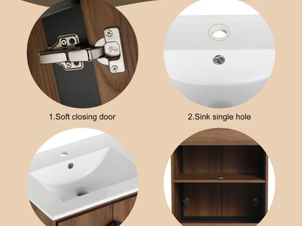 Modern Bathroom Vanity With Top Sink, Engineered Wood Storage Cabinet