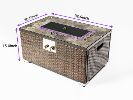 Outdoor Propane Fire Pit Table - Brown