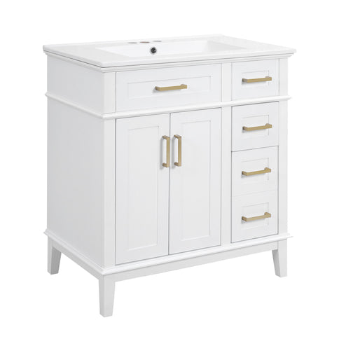 Modern Bathroom Vanity With Sink, Storage Cabinet, Soft Close Doors, Deep & Standard Drawers