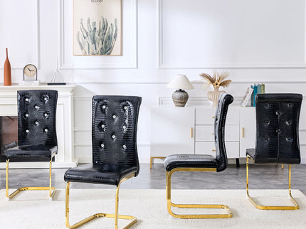 Elegant Design Alligator Skin Upholstered Dining Chairs