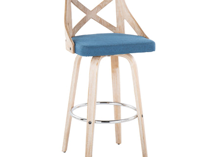 Charlotte - Farmhouse Fixed Height Bar Stool With Swivel And Round Footrest (Set of 2)