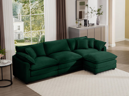 Modern Modular Cushion Sofa With Ottoman, Low Back, Deep Seating Sofa Set