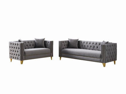 Deep Seat Sofa With Button Nailhead, Square Arm Couches