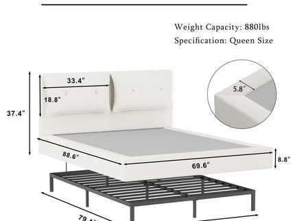 Airframe - Upholstered Bed Frame With Double Layered Upholstered Headboard