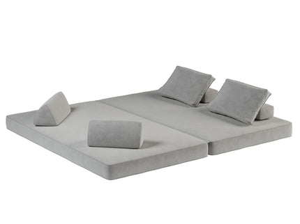 Multifunctional Convertible Sofa Bed With 2 Tumbler Backrests And 2 Pillows, Deep Seat Couch