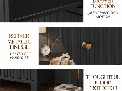 Fluted Nightstand With 2 Drawers