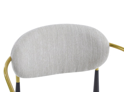 Mid Century Modern Upholstered Accent Armchair With Tapered Legs - Beige / Black / Gold