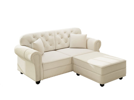Upholstered Sofa Set With Nailhead Trim And Rolled Armrests, Includes Pillows