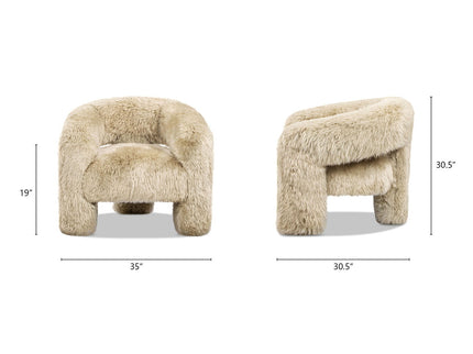 Avalon - Genuine Sheepskin Fur Split Barrel Back Accent Chair - Natural Blonde