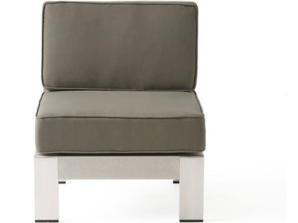 Outdoor Aluminum Armless Chair With Cushion - Silver