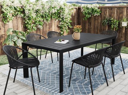 7 Piece Dining Set With Stackable Chairs