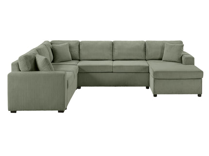 Oversized Sectional U-Shaped Sofa With Chaise Lounge And Three Soft Throw Pillows