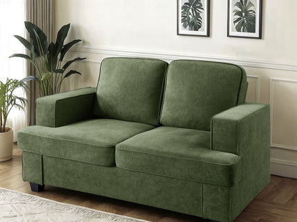 Modern Loveseat, Comfortable 2 Seater Couch With Deep Seating, Loose Back Cushions, Wide Arms