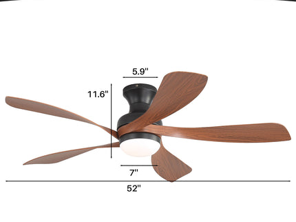 52" Ceiling Fan With 3 Color Dimmable LED Light, DC Reversible Motor, 6 Speed Settings
