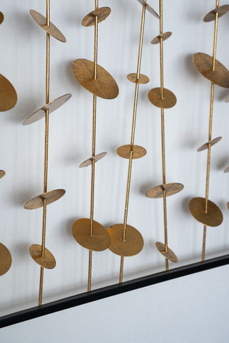 Metal Decorative Wall Art With Frame, Wall Decor For Living Room (Set of 3) - Gold