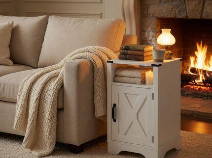Farmhouse Nightstand, Charging Station & Storage