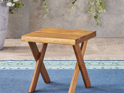 Passion - Outdoor Side Table With Cross Base And Slatted Top - Teak
