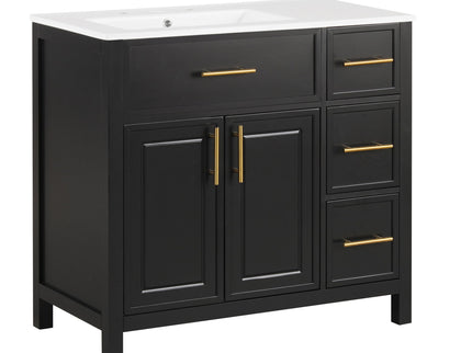 Modern Bathroom Vanity With Sink Top, 2 Doors And 3 Drawers