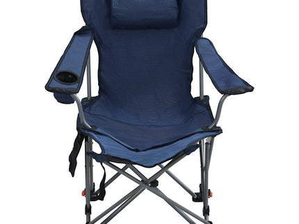Outdoor Camping Chairs Folding Portable Adjustable Reclining Chair With Side Pockets & Cup Holder - Dark Blue