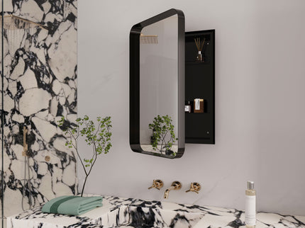 Recessed Metal Framed Medicine Cabinet With Mirror And Adjustable Shelves Wall Mirror With Storage For Bathroom