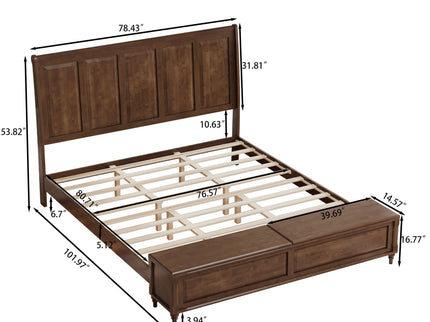 Sleigh Bed Frame With Tall Headboard And Storage Bench