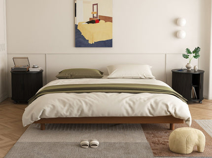 Cylinder Nightstand With Charging Station & Sliding Door