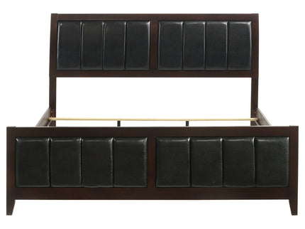 Eastern King Panel Bed With Upholstered Headboard And Footboard - Cappuccino