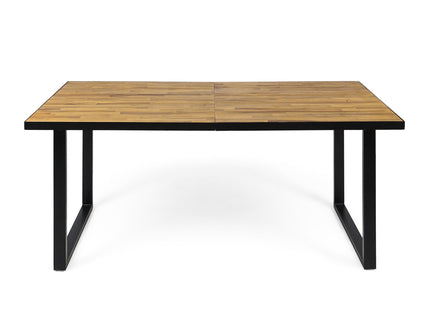 Outdoor Dining Table With U Shape Legs And Slat Top Table - Teak
