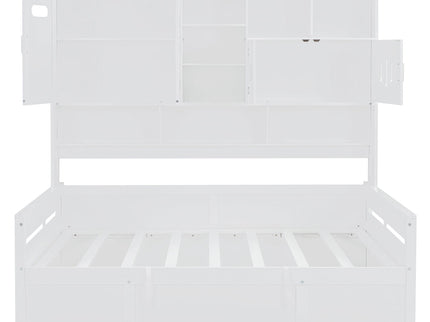 Daybed With All-In-One Cabinet And Shelf