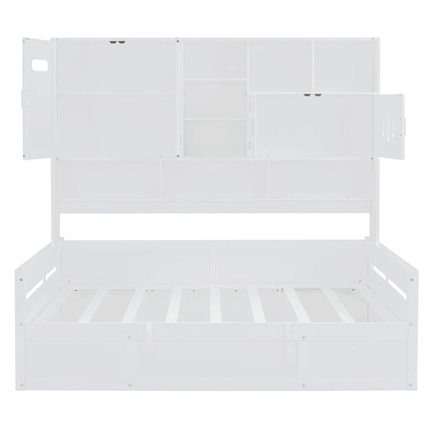 Daybed With All-In-One Cabinet And Shelf