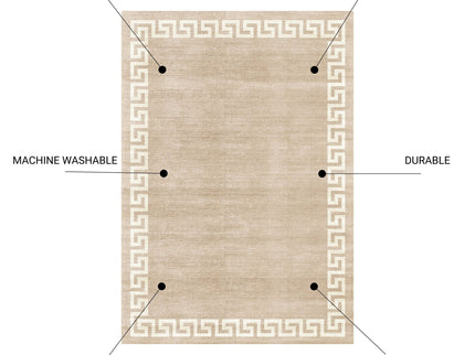 Toucan - 5' X 7' Washable Non - Slip Area Rug - Beige