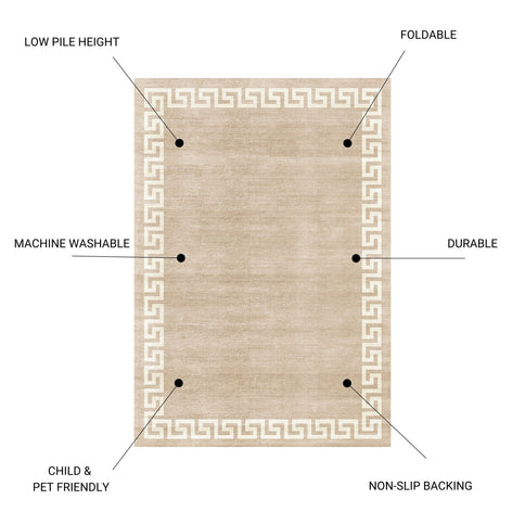 Toucan - 5' X 7' Washable Non - Slip Area Rug - Beige