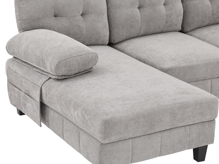 U-Shaped Sectional Sofa 103.5" Fabric Couch With Dual Chaise Lounges, Storage Pockets, Armrest Pillows